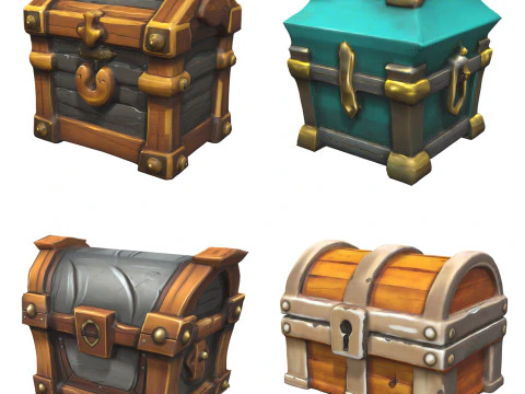 Mittelaltertruhen-Paket 1 3D Modell