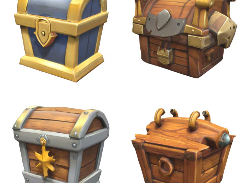 Mittelaltertruhen-Paket 1 3D Modell