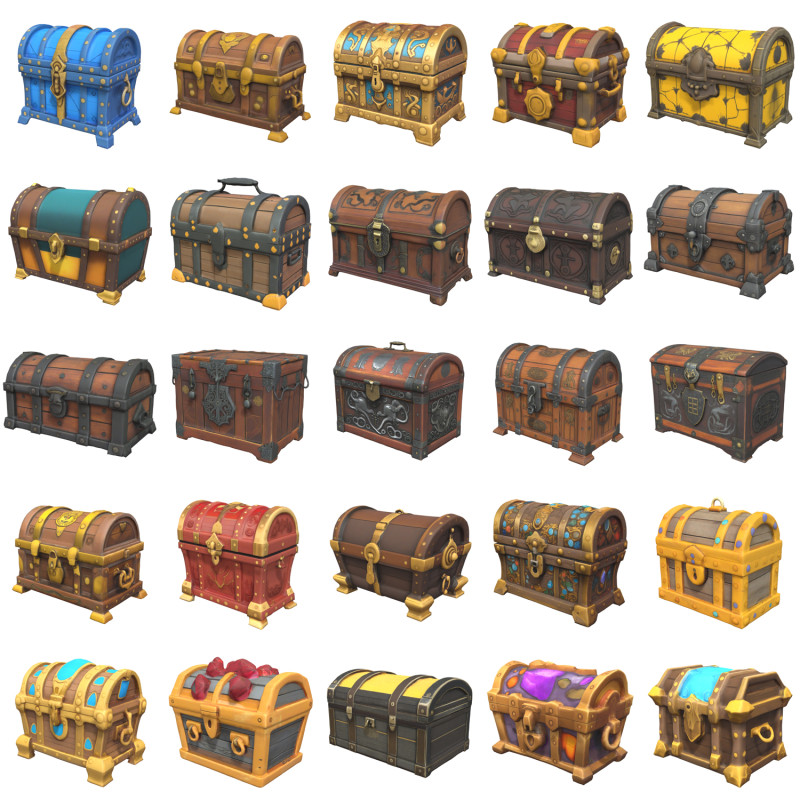 Medieval Chests Pack 2 3D 模型 .c4d .max .obj .3ds .fbx .stl .blend 