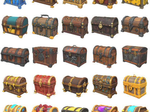 Medieval Chests Pack 2 Modelo 3D