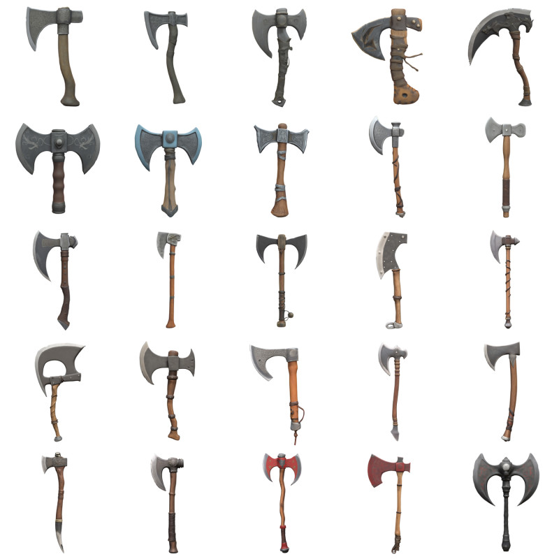 Medieval Axes Pack 1 Modello 3D .c4d .max .obj .3ds .fbx .stl .blend