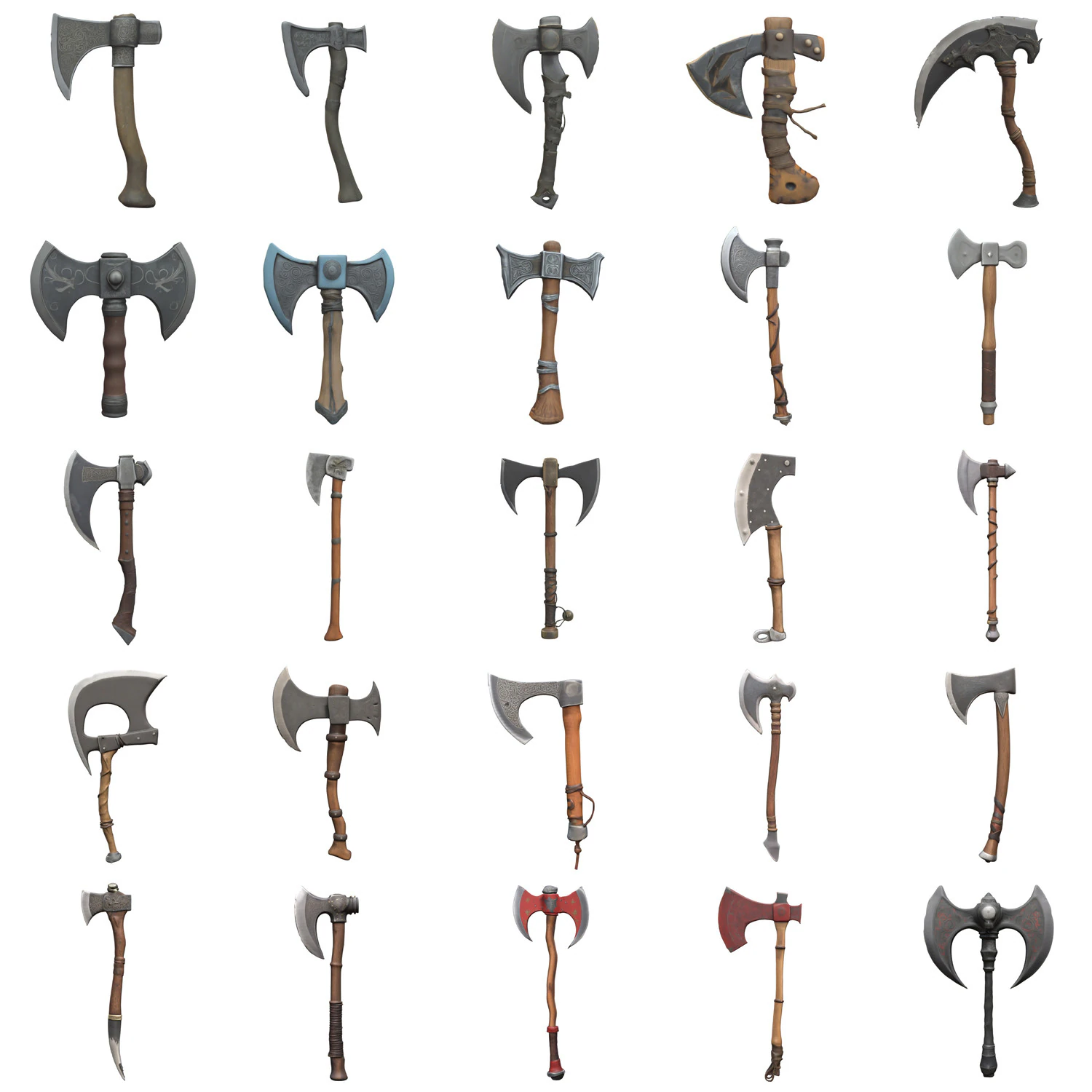 Medieval Axes Pack 1 3D Model .c4d .max .obj .3ds .fbx .stl .blend