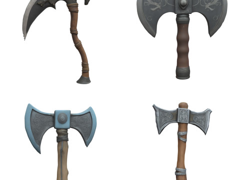 Medieval Axes Pack 1 Modello 3D