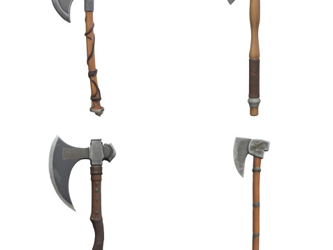 Medieval Axes Pack 1 Modello 3D