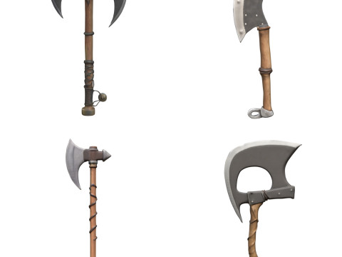 Medieval Axes Pack 1 Modello 3D