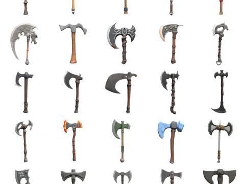 中世の斧パック 2 3Dモデル
