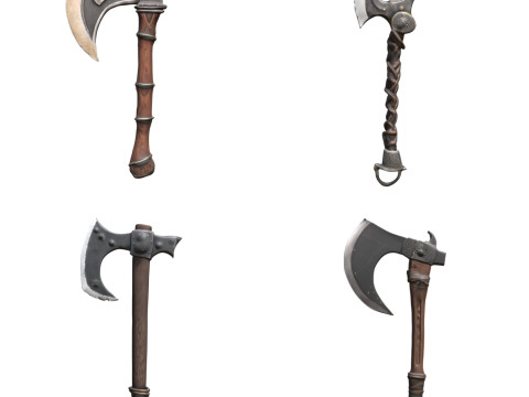 Medieval Axes Pack 2 Modello 3D
