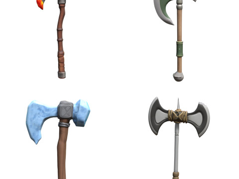 Medieval Axes Pack 2 Modello 3D