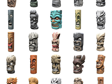 Tiki Carvings Pack 2 3D 모델