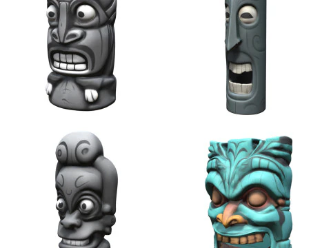Tiki Carvings Pack 2 3D Model