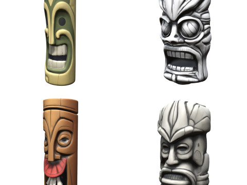 Tiki Carvings Pack 2 3D Model