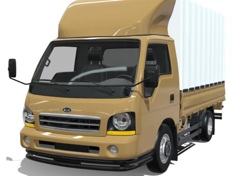 KIA Bongo 2001 Single Cab Canvas Flatbed 3D Model