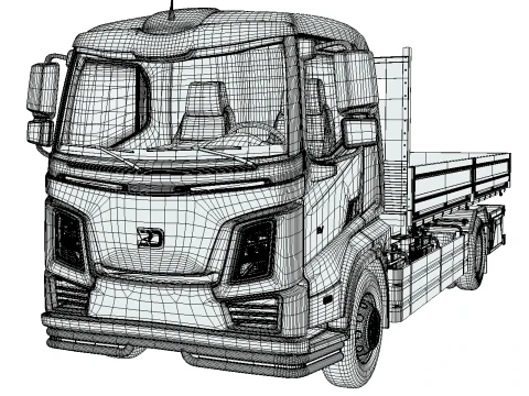 Rezoro3D eLento Truck Long Flatbed 3D Model