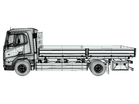 Rezoro3D eLento Truck Long Flatbed 3D Model