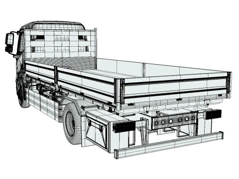 Rezoro3D eLento Truck Long Flatbed 3D Model