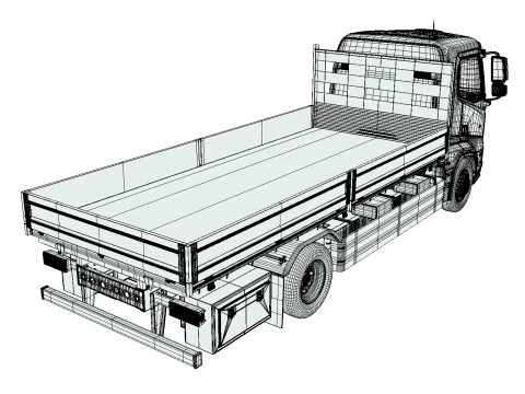 Rezoro3D eLento Truck Long Flatbed 3D Model