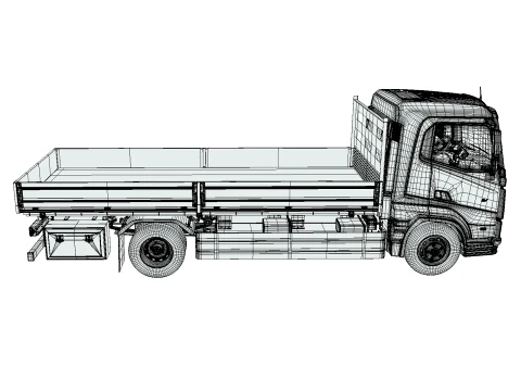 Rezoro3D eLento Truck Long Flatbed 3D Model