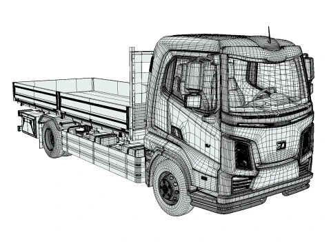Rezoro3D eLento Truck Long Flatbed 3D Model