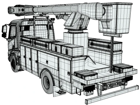 Rezoro3D Lento Vision Bucket Truck Short Body 3D Model