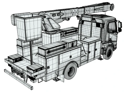 Rezoro3D Lento Vision Bucket Truck Short Body 3D Model