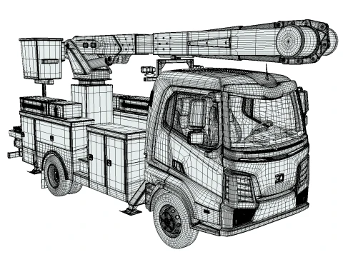 Rezoro3D Lento Vision Bucket Truck Short Body 3D Model