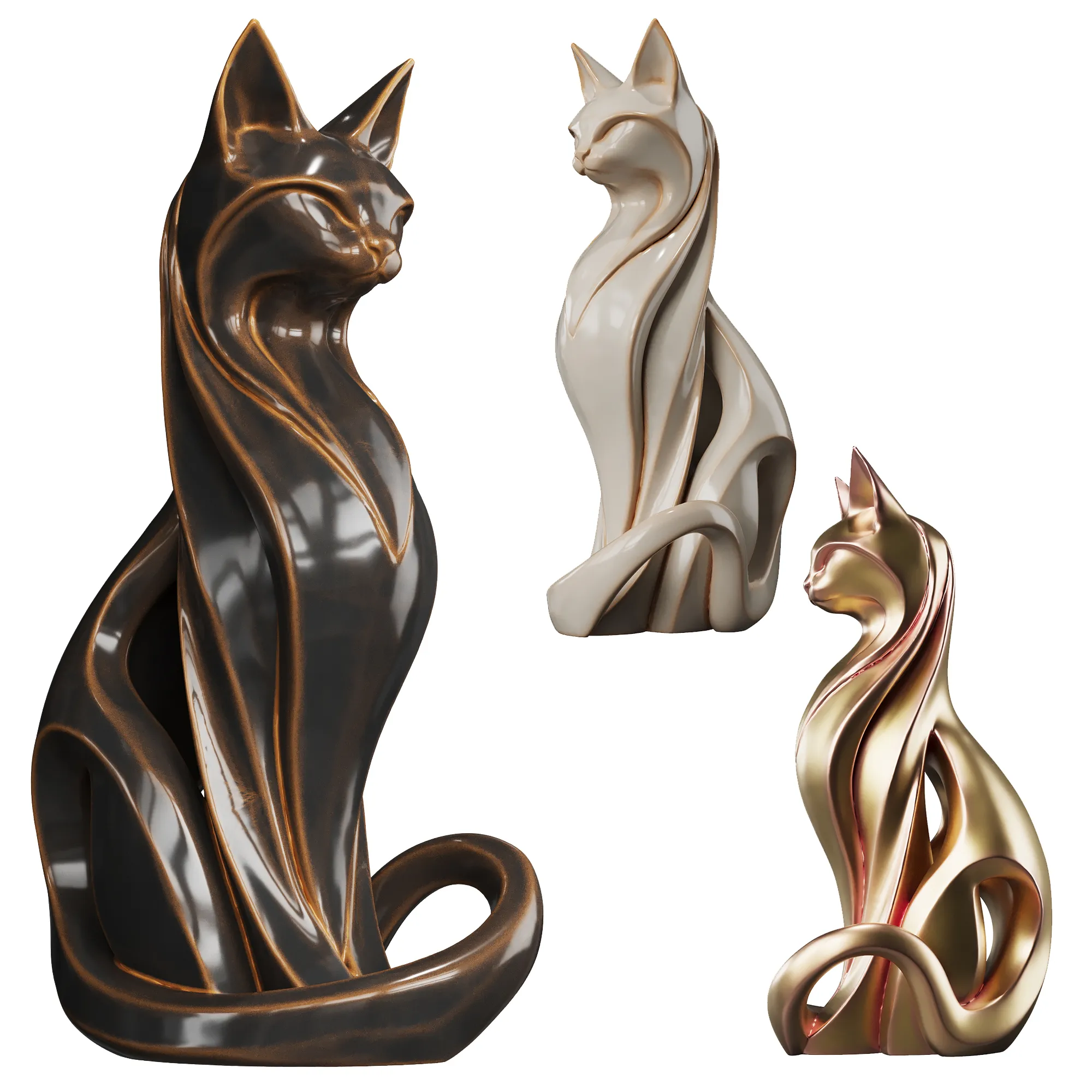 Gato Cer&acirc;mico Modelo 3D .c4d .max .obj .3ds .fbx .stl .blend 