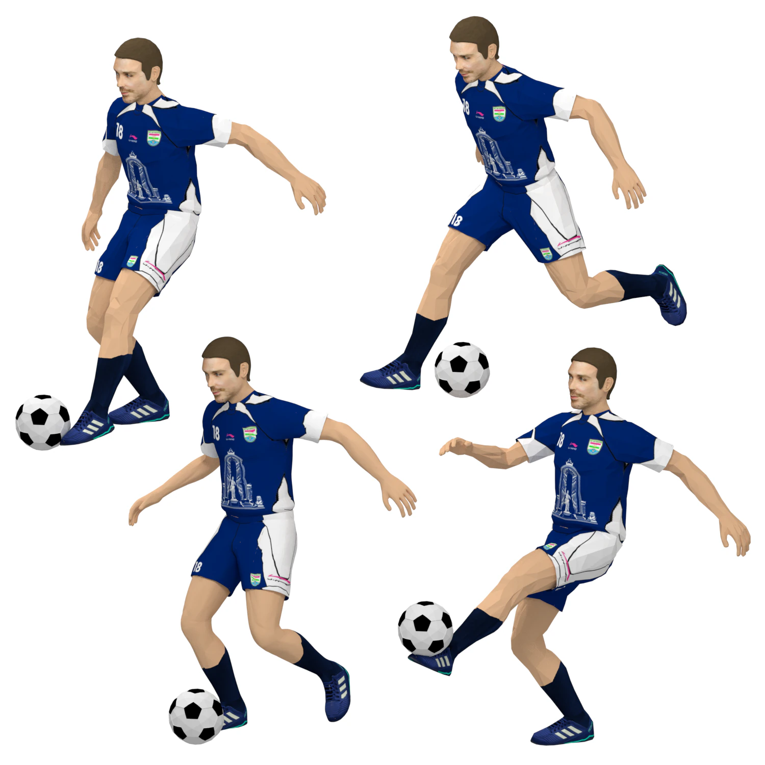 Footballer 3D Model .c4d .max .obj .3ds .fbx .stl .blend