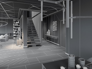Living Room Interior 3D Scene for Cinema 4D and Octane Render 3D 模型