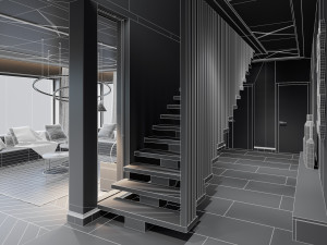 Living Room Interior 3D Scene for Cinema 4D and Octane Render 3D 模型