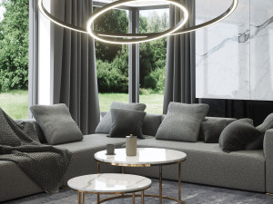 Living Room Interior 3D Scene for Cinema 4D and Octane Render 3D 模型