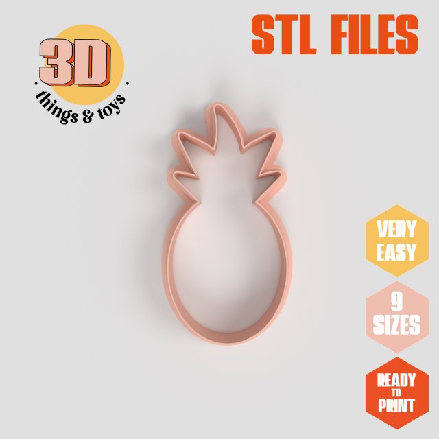 STL Pineapple Shaped Cutter Set - 9 Sizes Perfect for Biscuits Jewelry Making and Crafts Unique 3D Print Model .c4d .max .obj .3ds .fbx .stl .blend 