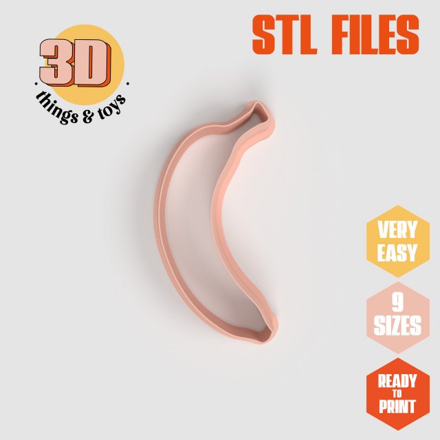 STL Banana Shaped Cutter Set - 9 Sizes Perfect for Biscuits Jewelry Making and Crafts Unique 3D Print Model .c4d .max .obj .3ds .fbx .stl .blend 
