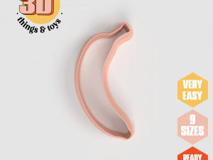 Conjunto de cortador em formato de banana STL - 9 tamanhos perfeitos para fazer biscoitos, joias e artesanato exclusivo Modelo de Impressão 3D
