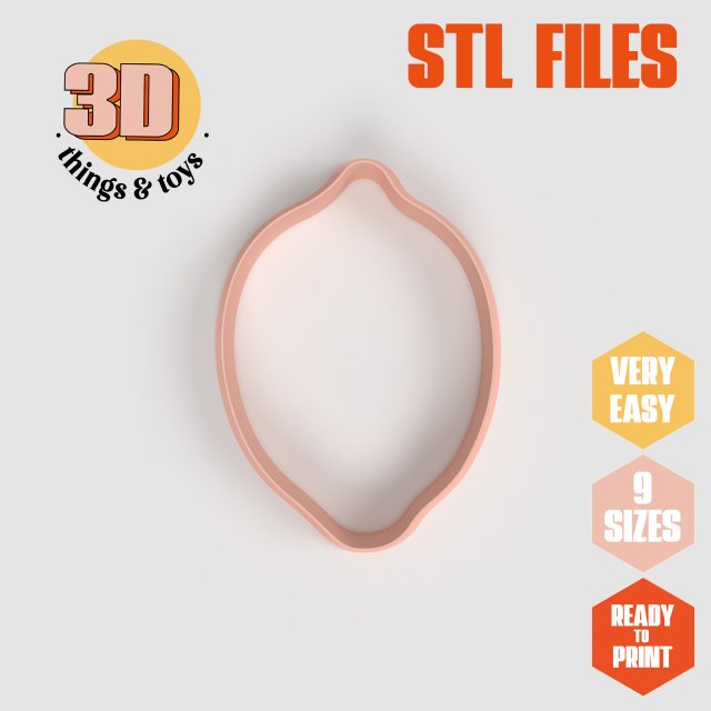 STL Lemon Shaped Cutter Set - 9 Sizes Perfect for Biscuits Jewelry Making and Crafts Unique Model do druku 3D .c4d .max .obj .3ds .fbx .stl .blend 