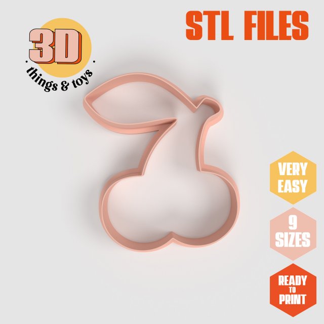 STL Cherry Shaped Cutter Set - 9 Sizes Perfect for Biscuits Jewelry Making and Crafts Unique Modello di stampa 3D .c4d .max .obj .3ds .fbx .stl .blend 