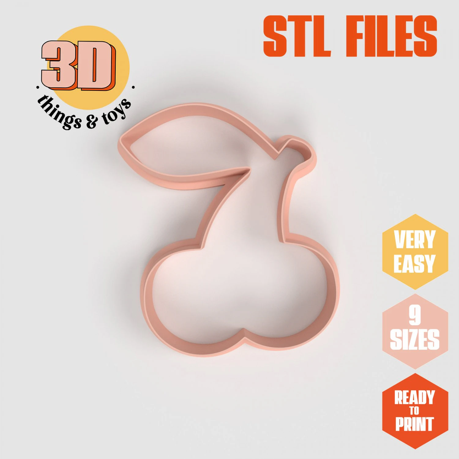 STL Cherry Shaped Cutter Set - 9 Sizes Perfect for Biscuits Jewelry Making and Crafts Unique 3D Print Model .c4d .max .obj .3ds .fbx .stl .blend