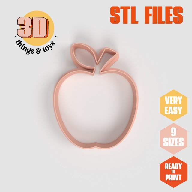 STL Apple Shaped Cutter Set - 9 Sizes Perfect for Biscuits Jewelry Making and Crafts Unique 3D 프린트 모델 .c4d .max .obj .3ds .fbx .stl .blend 