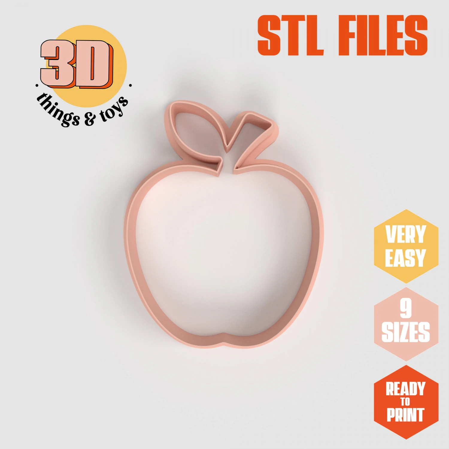STL Apple Shaped Cutter Set - 9 Sizes Perfect for Biscuits Jewelry Making and Crafts Unique 3D Print Model .c4d .max .obj .3ds .fbx .stl .blend 