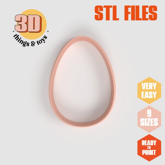 STL Egg Shaped Cutter Set - 9 Sizes Perfect for Biscuits Jewelry Making and Crafts Unique Modelo de Impressão 3D .c4d .max .obj .3ds .fbx .stl .blend 