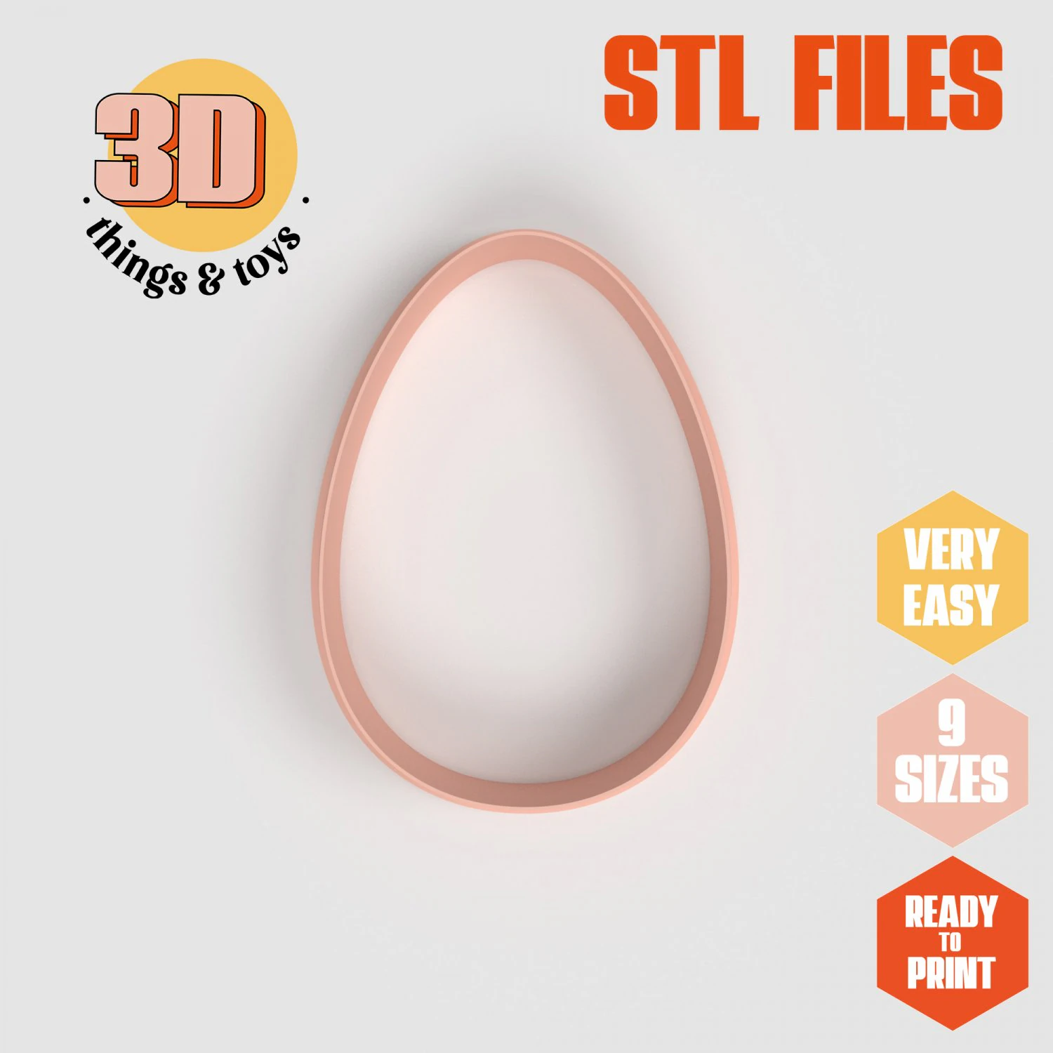 STL Egg Shaped Cutter Set - 9 Sizes Perfect for Biscuits Jewelry Making and Crafts Unique 3D Print Model .c4d .max .obj .3ds .fbx .stl .blend