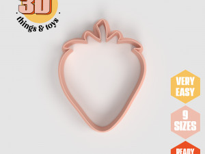 STL Strawberry Shaped Cutter Set - 9 Sizes Perfect for Biscuits Jewelry Making and Crafts Unique 3D Print Model