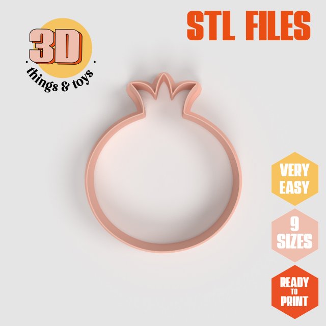 STL Pomegranade Shaped Cutter Set - 9 Sizes Perfect for Biscuits Jewelry Making and Crafts Unique 3D-printmodel .c4d .max .obj .3ds .fbx .stl .blend 
