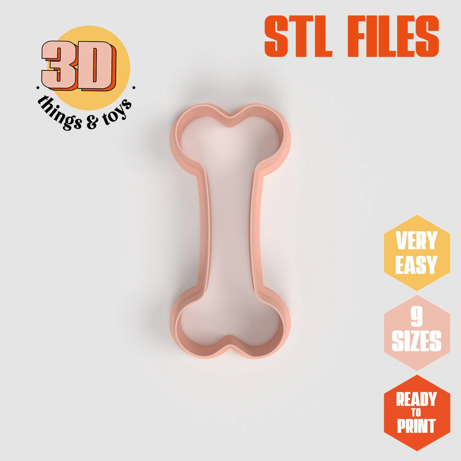 STL Bone Shaped Cutter Set - 9 Sizes Perfect for Biscuits Jewelry Making and Crafts Unique 3D Print Model .c4d .max .obj .3ds .fbx .stl .blend 