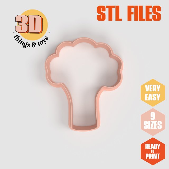STL Brocolli Shaped Cutter Set - 9 Sizes Perfect for Biscuits Jewelry Making and Crafts Unique 3D 프린트 모델 .c4d .max .obj .3ds .fbx .stl .blend 