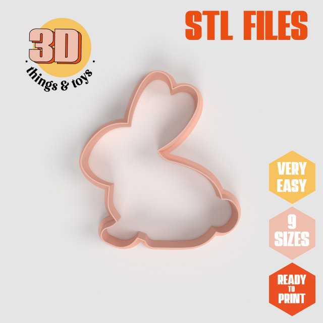 STL Bunny Shaped Cutter Set - 9 Sizes Perfect for Biscuits Jewelry Making and Crafts Unique Modèles 3D en vedette .c4d .max .obj .3ds .fbx .stl .blend 