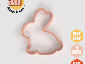 Juego de cortadores con forma de conejito STL, 9 tama&ntilde;os perfectos para hacer galletas, joyer&iacute;a y manualidades &uacute;nicas Modelo de impresión 3D