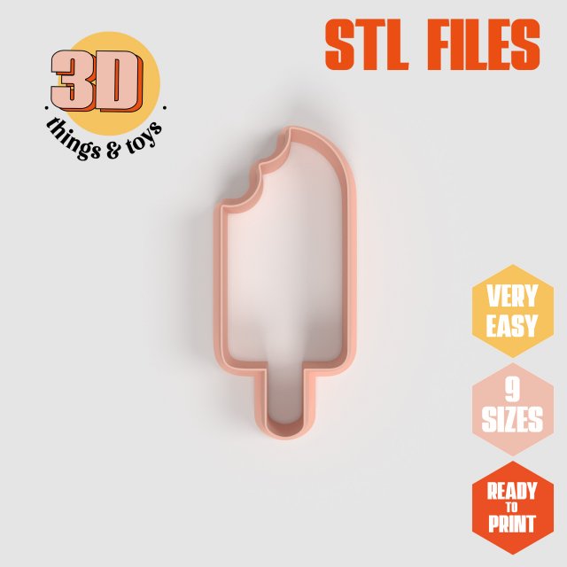 STL Ice Cream Bite Shaped Cutter Set - 9 Sizes Perfect for Biscuits Jewelry Making and Crafts Unique Model Cetak 3D .c4d .max .obj .3ds .fbx .stl .blend 