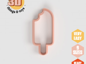 STL Ice Cream Bite Shaped Cutter Set - 9 Sizes Perfect for Biscuits Jewelry Making and Crafts Unique 3D Print Model