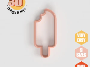 Juego de cortadores con forma de mordedura de helado STL, 9 tama&ntilde;os perfectos para hacer galletas, joyer&iacute;a y manualidades &uacute;nicas Modelo de impresión 3D