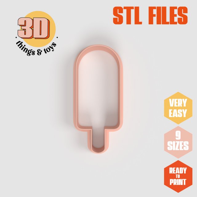STL Ice Cream Shaped Cutter Set - 9 Sizes Perfect for Biscuits Jewelry Making and Crafts Unique Model Cetak 3D .c4d .max .obj .3ds .fbx .stl .blend 